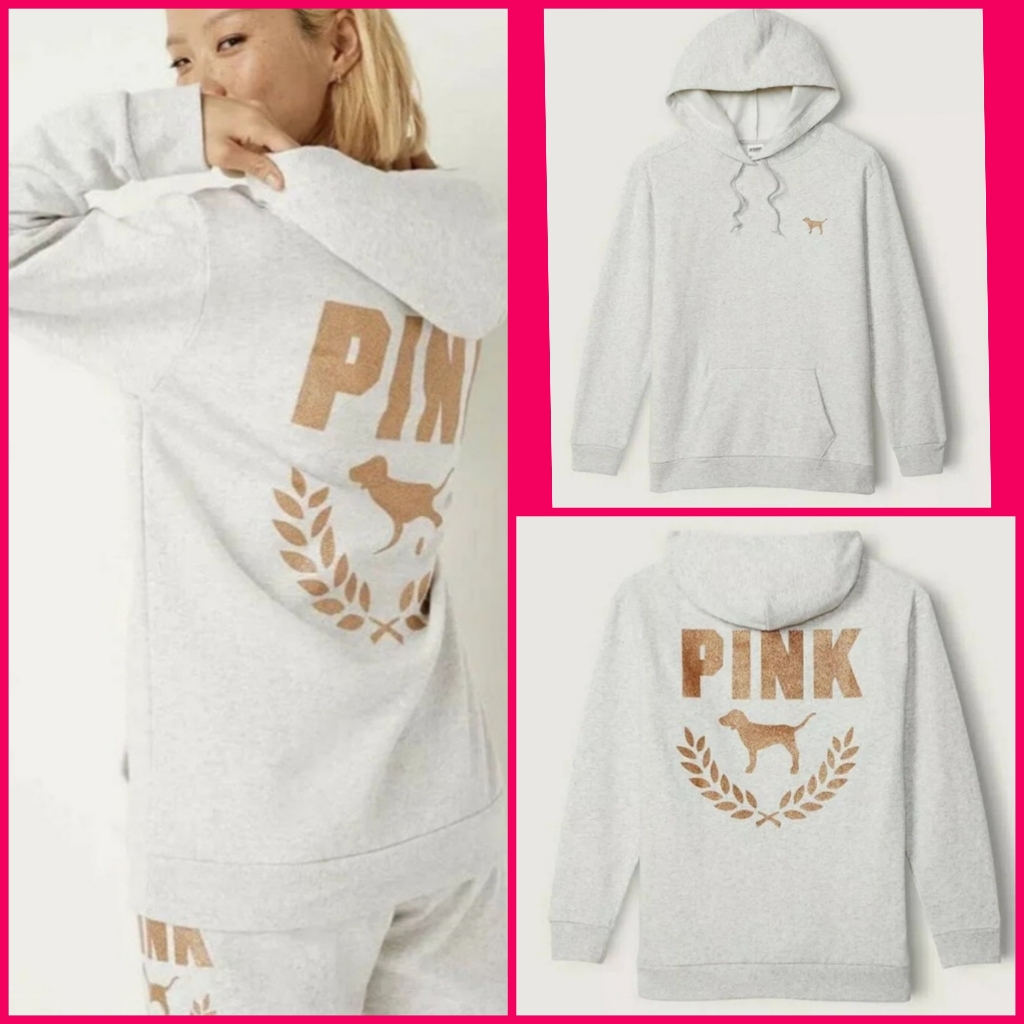Victorias Secret Pink Campus Pullover Hoodie Bling